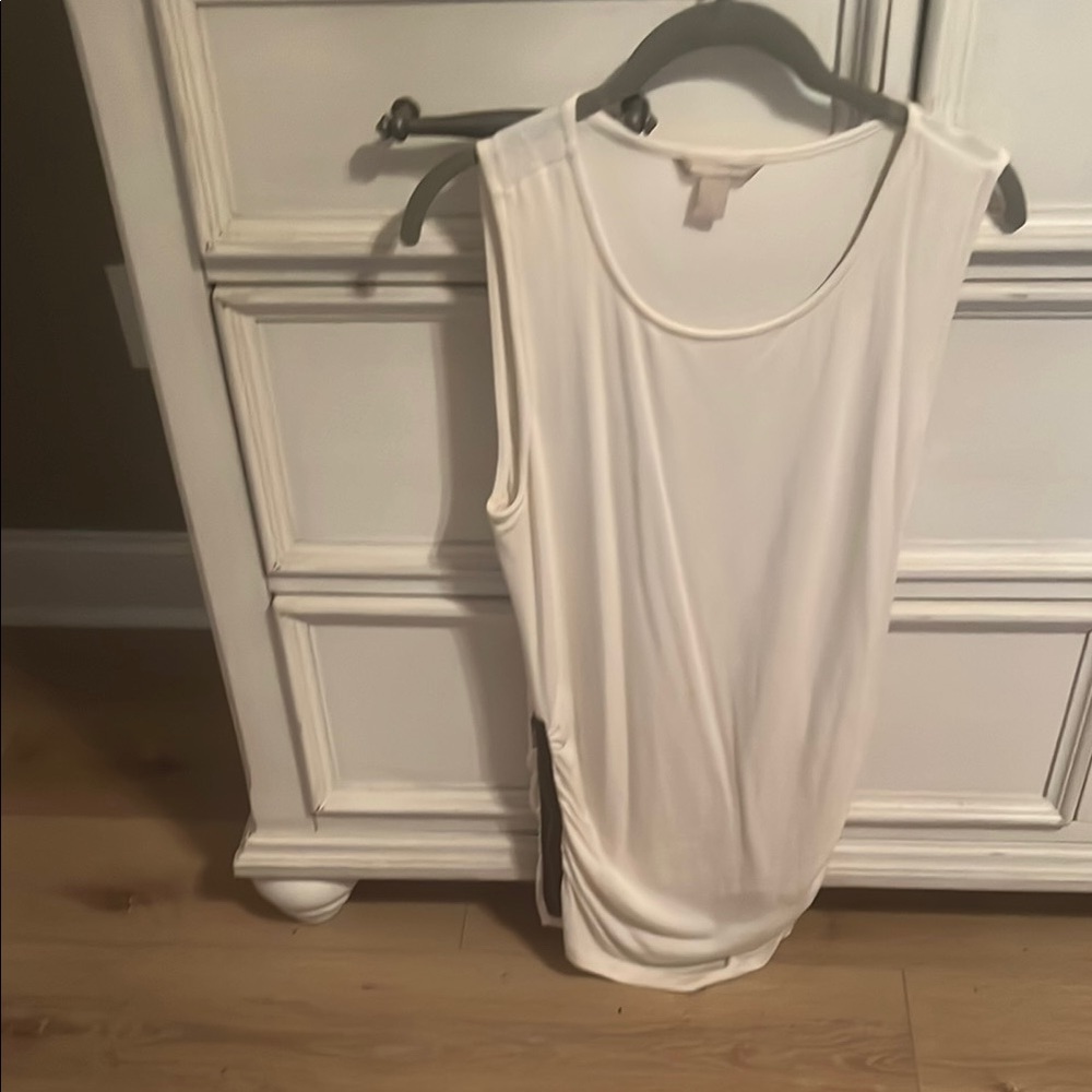 Banana Republic White Asymmetrical Sleeveless Tank Top